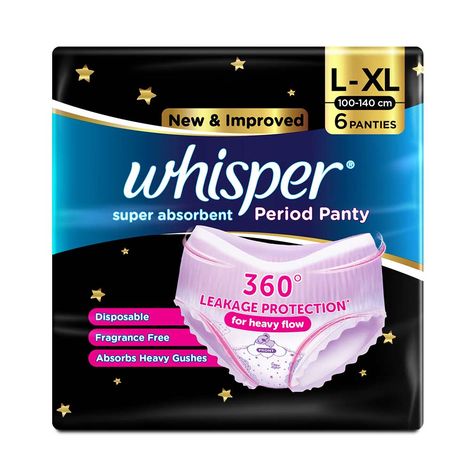 Buy Whisper Super Absorbent Period Panty , 6 L-XL PADS-Purplle