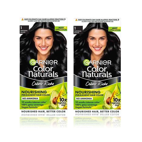Buy Garnier Color Naturals Nourishing Permanent Hair Color - Natural Black 1 (70 ml + 60 g) Pack Of 2-Purplle