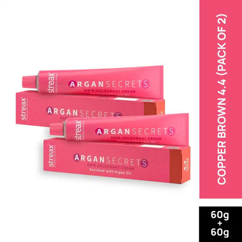 Buy Streax Professional Argan Secret Hair Colourant Cream - Copper Brown 4.4 (60 g) (Pack of 2)-Purplle