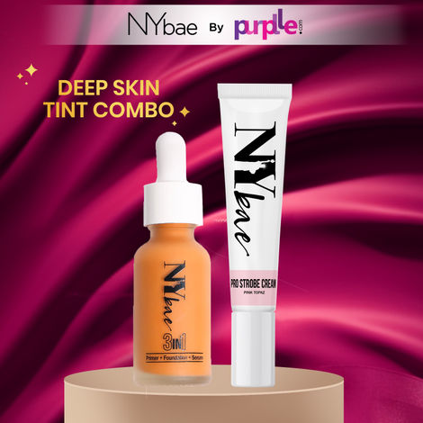 Buy NY Bae Strobe Skin Tint Combo - Deep Skin | Strobe Pink Topaz | Warm Toffee Foundation | Skin Tint | Glowy Korean Skin | Deep Skin Tone | Everyday Makeup Kit 12 gm-Purplle