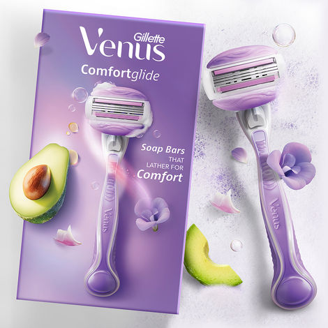 Buy Gillette Venus Comfortglide Hair Removal Razor for Women with Avocado Oils & Body Butter, Freesia Scent, 1 Pc-Purplle