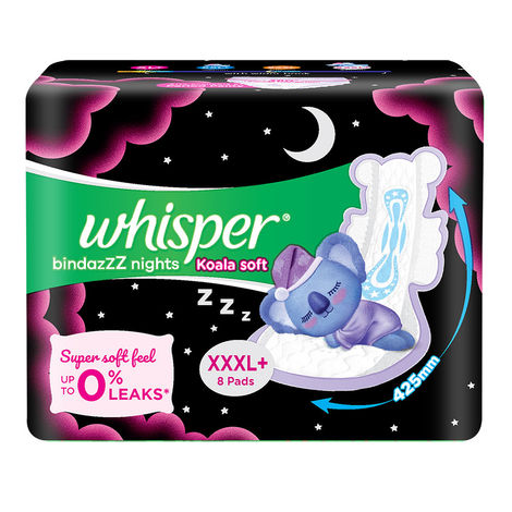 Buy Whisper Ultra Night Sanitary Pads for Women, XXXL+ 8 Napkins-Purplle