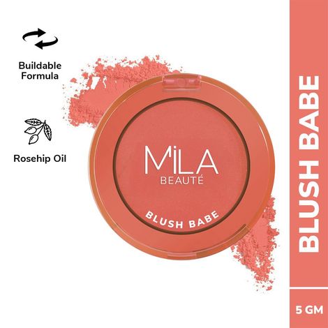 Buy MILA BEAUTE Blush Babe Powder Blush 02 Peach Soda, 5 gm-Purplle