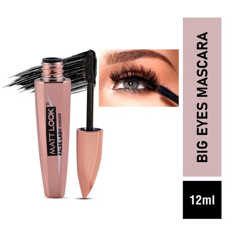 Buy Mattlook Eye Makeup Curl & Volume Waterproof False Lash Mascara, Black 12 ml-Purplle