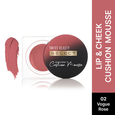 Buy Swiss Beauty Select Lip And Cheek Cushion Creamy Mousse with Vitamin E | 12 Hours Stay | with Lip Brush |2 Vogue Rose 4.5 gm-Purplle