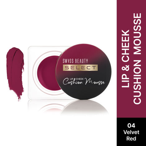 Buy Swiss Beauty Select Lip And Cheek Cushion Creamy Mousse with Vitamin E | 12 Hours Stay | with Lip Brush |4 Velvet Red 4.5 gm-Purplle