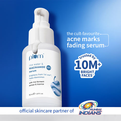 Buy Plum 10% Niacinamide Face Serum For Clear, Bright Skin | Fades Blemishes & Acne Marks| With Rice Water | Lightweight & Quick-absorbing| Dermatologically Tested | All Skin Types | Women & Men | Fragrance-Free | 100% Vegan | 50 ml-Purplle