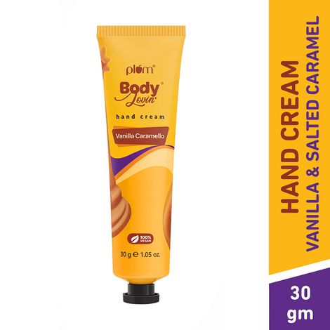 Buy Plum BodyLovin' Vanilla Caramello Hand Cream | Ultra Moisturizing With Shea Butter | Non-Greasy & Lightweight | Warm Vanilla & Delicious Caramel Fragrance | Travel Friendly 30 gm-Purplle