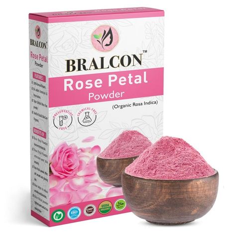 Buy BRALCON Organic Rose Petal Powder - 100 gm | Rosa indica for Facial & Skin Care| 100% Pure & Natural Rose Powder for Tanning & Glowing Skin| Skin Whitening Face Pack | Face Mask-Purplle