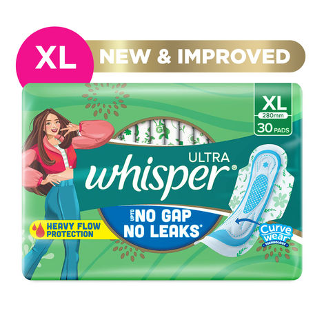 Buy Whisper Ultra Upto No Gap No Leaks Sanitary Pads, 30 XL Pads, For Heavy Flow Protection-Purplle