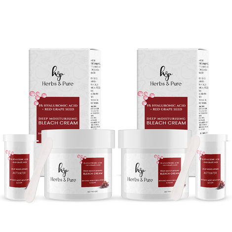 Buy Herbs & Pure Deep Moisturising Bleach Cream with Hyaluronic Acid & Red Grapes for Dark spots Reduction and skin Glowing | No Parabens or sulphates, Unisex, All Skin Type ,43 gm of Each, Pack of 2-Purplle