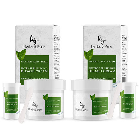 Buy Herbs & Pure Intense Purifying Bleach Cream with Neem and Salicylic Acid for prevent Acne and helps with Oil Control | No Parabens or sulphates, Unisex, All Skin Type ,43 gm of Each, Pack of 2-Purplle