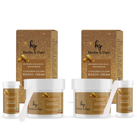 Buy Herbs & Pure Golden Glow Bleach Cream with 24K Nano Gold Dust & Niacinamide for Anti-aging and Instant Shine, No Parabens or sulphates, | Unisex All Skin Type , 43 gm of Each, Pack of 2-Purplle