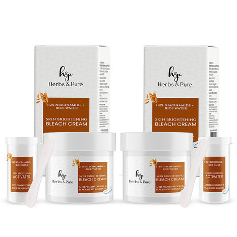 Buy Herbs & Pure Skin Brightening Bleach Cream with Rice water & 12% Niacinamide for Anti Pigmentation and Black Head Removal, No Parabens or sulphates, Free for toxins| Unisex , All Skin Type, 43 gm of Each, Pack of 2-Purplle