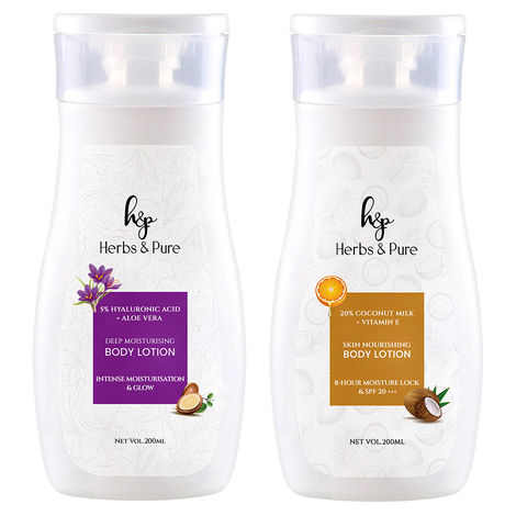 Buy Herbs & Pure Kesar Oil and Shea Butter with Vitamin E and Coconut Milk Extract Skin Nourishing and Moisturising Body Lotion | Pack of 2 | 200 ml Each-Purplle