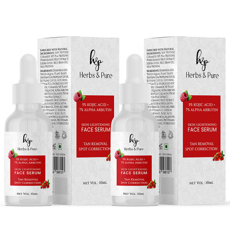 Buy Herbs & Pure 5% Kojic Acid & 7% Alpha Arbutin Face Serum 10 ml | Tan Removal and Spot Correction | All Skin Types | Women & Men| 100% Vegan |Pack of 2-Purplle