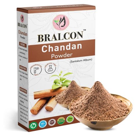 Buy BRALCON Organic Chandan Powder- 100 gm | Santalum Album| Original Chandan Powder For Face Masks, Facials and Skin Care| 100% Pure & Natural Sandalwood Powder Face Pack for Glowing skin-Purplle