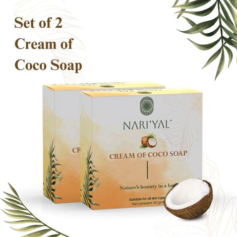 Buy NARI'YAL Set Of 2 Cream Of Coco Soap with De-Tan Properties - 100 gm-Purplle