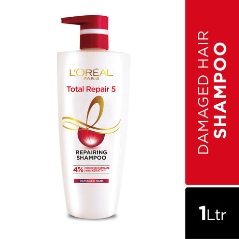 Buy L'Oreal Paris Repairing Shampoo, For Damaged and Weak Hair, With Pro-Keratin + Ceramide, Total Repair 5, 1000 ml-Purplle