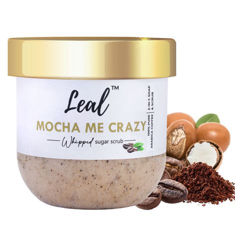 Buy Leal Mocha Me Crazy Whipped Face & Body Coffee Scrub | Enriched with Coffee, Sugar & Shea Butter | 2-in-1 Scrub & Soap for Exfoliating Dead Skin, Tan Removal & Blackheads - 200 gm-Purplle