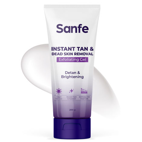 Buy Sanfe Instant Tan & Dead Skin Removal Exfoliating Gel | Visibly Removes Tan | AHA Exfoliation in Minutes | Smooth & Bright Skin | 200 gm-Purplle