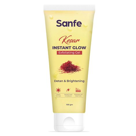 Buy Sanfe Kesar Instant Glow Exfoliating Gel - Visibly removes tan, brighten skin, AHA Exfoliation, 100 gm-Purplle
