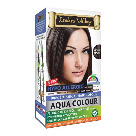 Buy Indus Valley Hypo Allergic Aqua hair colour 100% Botanical Medium Brown 200 gm + 30 ml-Purplle