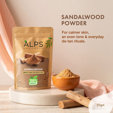 Buy Alps Goodness Powder - Sandalwood (50 gm) | 100% Natural Chandan Powder | No Chemicals No Preservatives No Pesticides | Chandanam Face Mask for Even Toned Skin & Glow-Purplle