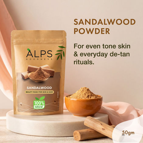 Buy Alps Goodness Powder - Sandalwood (50 gm) | 100% Natural Chandan Powder | No Chemicals No Preservatives No Pesticides | Chandanam Face Mask for Even Toned Skin & Glow-Purplle