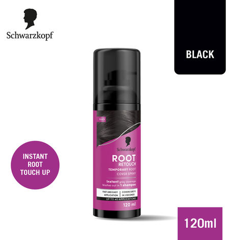 Buy Schwarzkopf Root Retouch Instant Grey Hair Concealer Spray Sweat And Rain Resistant - Black, 120 ml-Purplle