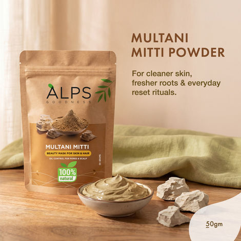 Buy Alps Goodness Powder - Multani Mitti (50 gm) | 100% Natural Fuller's earth| No Chemicals, No Preservatives, No Pesticides | For both hair & skin | Face pack for glowing skin-Purplle