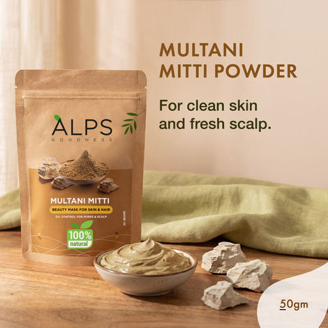 Buy Alps Goodness Powder - Multani Mitti (50 gm) | 100% Natural Fuller's earth| No Chemicals, No Preservatives, No Pesticides | For both hair & skin | Face pack for glowing skin-Purplle