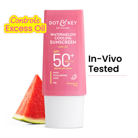 Buy Dot & Key Watermelon Cooling Sunscreen SPF 50+ PA++++, In-Vivo Tested Sunscreen for Oily Skin & Combination Skin - No White Cast, 30 gm-Purplle