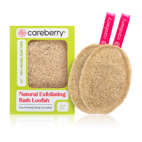 Buy Careberry Earth-Embrace Exfoliating Loofah | Body Sponge Scrubber for Bathing | Bath Luffa Sponges Pack of 2 40 gm-Purplle