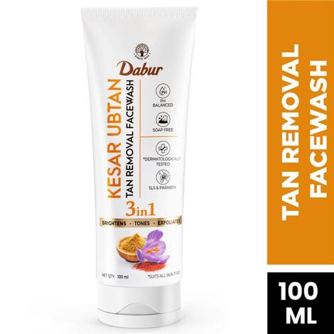 Buy Dabur Kesar Ubtan Face Wash-100 ml | Enriched with Natural Turmeric, Niacinamide & Saffron to Brighten, Tone and Gently Exfoliate Skin | For Removing Tan, Dark Spots, Dirt & Impurities-Purplle