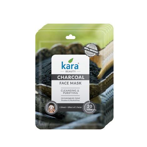 Buy Kara Beauty Charcoal Facial Sheet Mask (Pack of 6) | Deep Cleansing, 20-Minute Treatment-Purplle