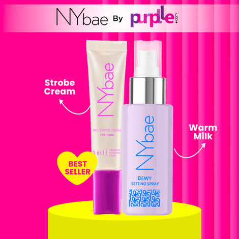 Buy NY Bae Long Lasting Glow Lock | Pink Strobe Cream (12 gm) | Dewy Setting Spray (60 ml) | Glowing Korean Skin | Haluronic Acid Infused | NY Bae Makeup Kit | Glow Combo-Purplle