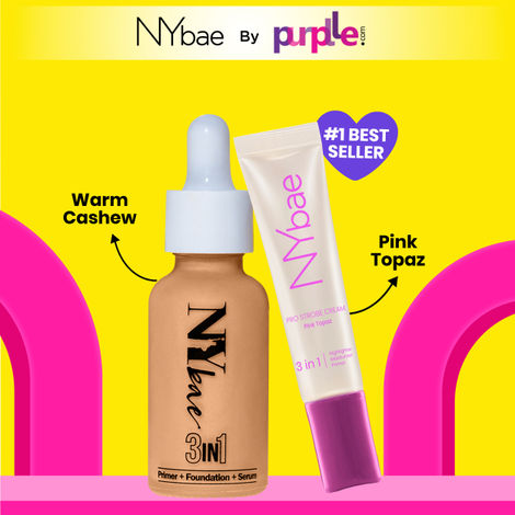 Buy NY Bae Strobe Skin Tint Combo - Medium Skin | Strobe Pink Topaz (12 gm) | Warm Cashew Foundation 03 (30 ml)| Skin Tint | Glowy Korean Skin | Medium Skin Tone | Everyday Makeup Kit - Combo of 2-Purplle