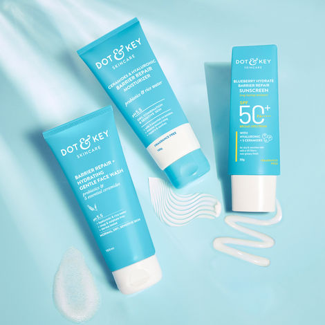 Buy Dot & Key Barrier Repair Skin Care Combo | Face Wash, Face Cream & Face Sunscreen - 250 gm-Purplle