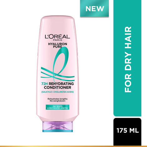 Buy L'Oreal Paris Hyaluron Pure 72H Rehydrating Conditioner for hydrated smooth hair with no weighdown | 175 ml-Purplle
