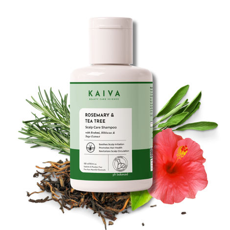Buy KAIVA Rosemary and Tea Tree Shampoo enriched with brahmi & hibiscus extract |Reduces dandruff and flakiness | Strengthens hair strands | Paraben & Sulfate-Free - 100 ml-Purplle