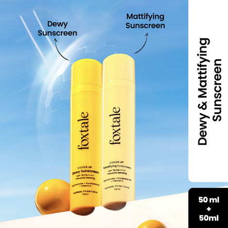 Buy Foxtale Niacinamide Dewy & Mattifying Sunscreen SPF 70+ PA++ No White Cast Men & Women (50 ml+50 ml)-Purplle