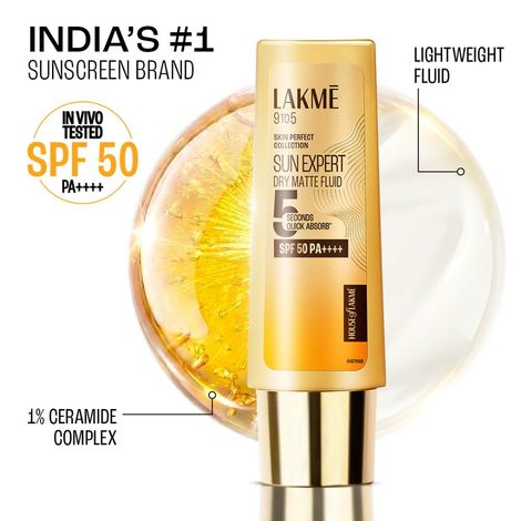 Buy Lakme Dry Matte Sunscreen with SPF 50 PA++++ for Barrier Repair & Healthy Glow, Niacinamide, 50 ml-Purplle