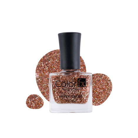 Buy Color Fx New York Hyper-Gloss Top Coat Nail Polish, Transparent Gel Like Finish, Rose Gold Glitter Finish, 21 Toxins Free, Long Lasting, Clear Nail Paint Women 9 ml-Purplle
