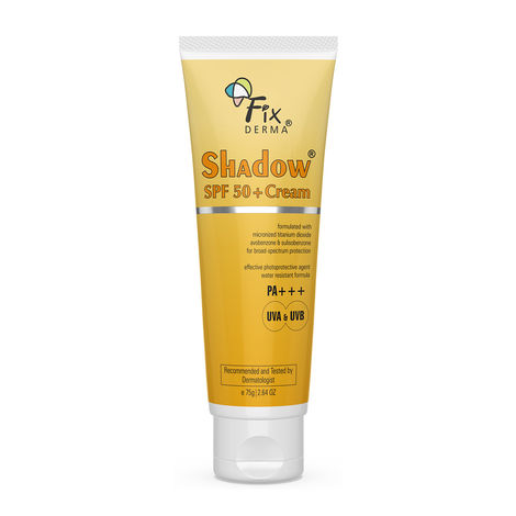 Buy Fixderma Shadow Sunscreen SPF 50+ Cream, Sunscreen For Dry Skin, Sun Screen Protector SPF 50, Sunscreen For Body & Face, Broad Spectrum Sunscreen For Uva & Uvb Protection, Sunscreen For Women & Men,Non Greasy & Water Resistant - 75 gm-Purplle
