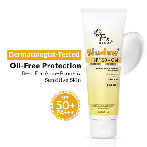 Buy Fixderma Shadow Sunscreen SPF 50+ Gel For Unisex, Sunscreen For Oily Skin, Sun Screen Protector SPF 50,Broad Spectrum Sunscreen For Uva & Uvb Protection,| Non Greasy & Water Resistant - 75 gm-Purplle