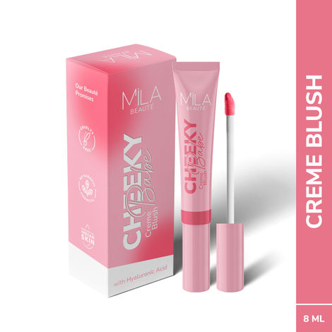 Buy Mila Beaute Cheeky Babe Cream Blush I With a Hyaluronic Acid I Dewy & Radiant Matt Finish I Comes With a Wand - Naked Pink, 8 ml-Purplle