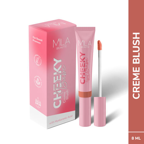 Buy Mila Beaute Cheeky Babe Cream Blush I With a Hyaluronic Acid I Dewy & Radiant Matt Finish I Comes With a Wand - Peach Time, 8 ml-Purplle
