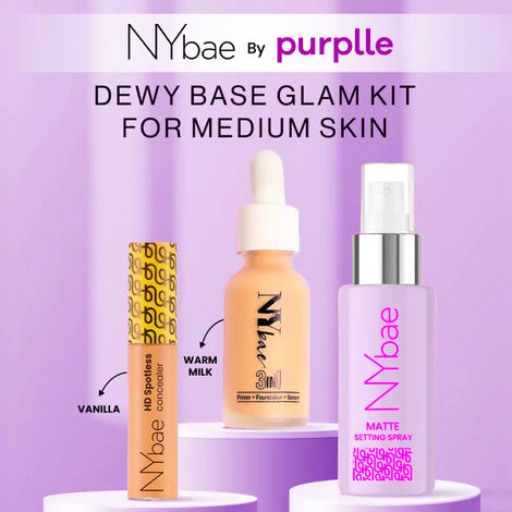 Buy NY Bae Matte Base Glam Kit for Medium Skin (Spotless Concealer - Bisque (11gm) + 3 in 1 Serum Foundation - Cool Toffee (30 ml) + Matte Setting Spray (60 ml)-Purplle