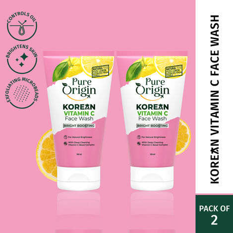 Buy Pure Origin Korean Vitamin C Gel Face Wash (Pack Of 2)| With Microbeads for Deep Cleansing | Removes Oil & Dirt | For Bright & Spotless Glow| Suitable for All Skin Types | 150 ml each-Purplle